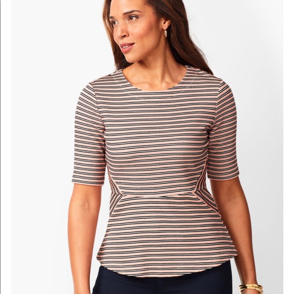 TALBOTS stripe elegant Peplum top - Picture 2 of 5
